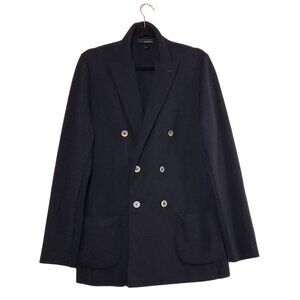 Lardini 100% Virgin Wool Double Breasted Knit Blazer | Navy | Men's L